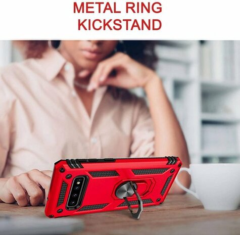 Samsung S10 Plus - Armor met Kickstand Ring - Rood