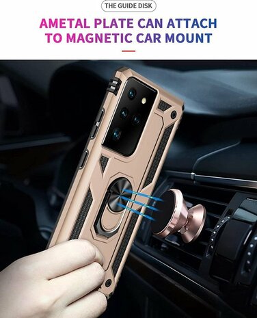 Samsung S21 Ultra Goud - Armor met Kickstand Ring