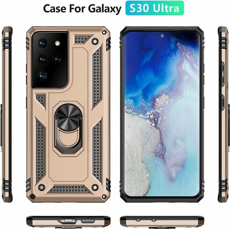 Samsung S21 Ultra Goud - Armor met Kickstand Ring