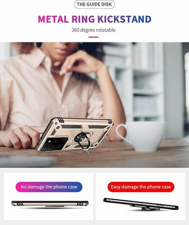Samsung S21 Ultra Goud - Armor met Kickstand Ring