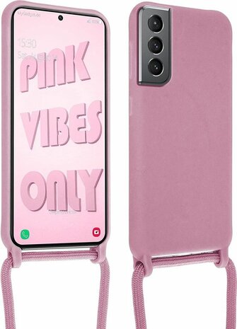 Samsung S21 Roze - TPU Back Cover met Koord