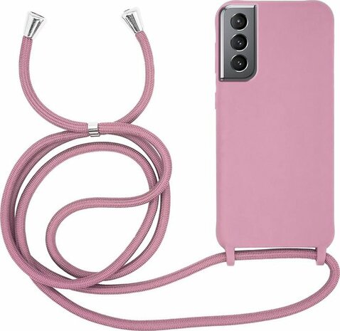Samsung S21 Roze - TPU Back Cover met Koord