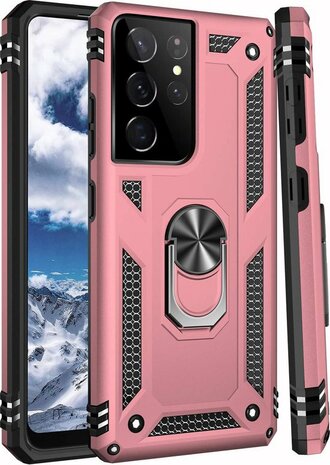 Samsung S22 Ultra Roségoud - Armor met Kickstand Ring