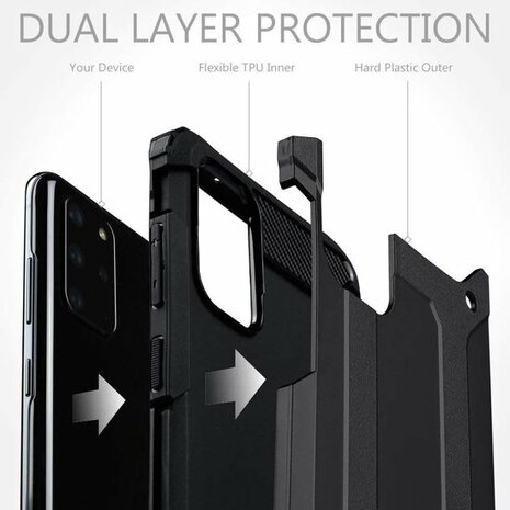 Samsung S20 Plus - Armor Back Cover - Zwart
