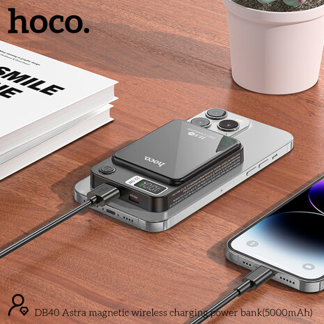 Hoco DB40 Draadloze Powerbank - 5000 mAh Snel Lader - Geschikt voor MagSafe - Zwart