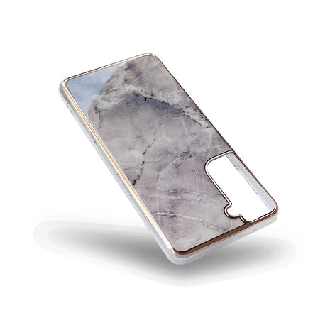 Samsung S23 FE - Marmer Back Cover - Steen