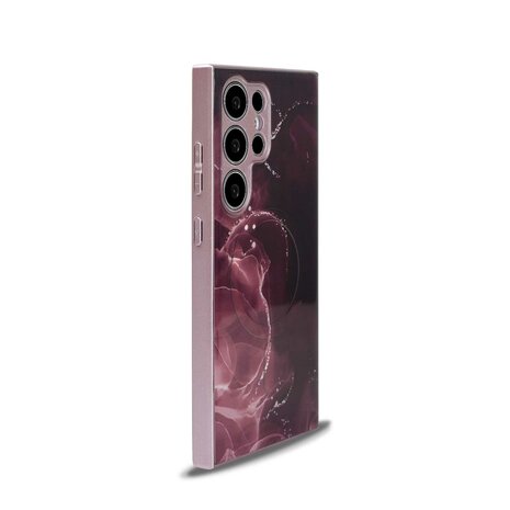 Samsung S24 Ultra Rood - MagSafe TPU Marmer