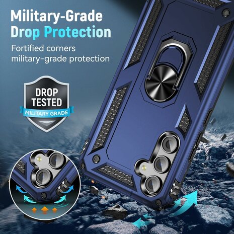 Samsung A15 Blauw - Armor met Kickstand Ring