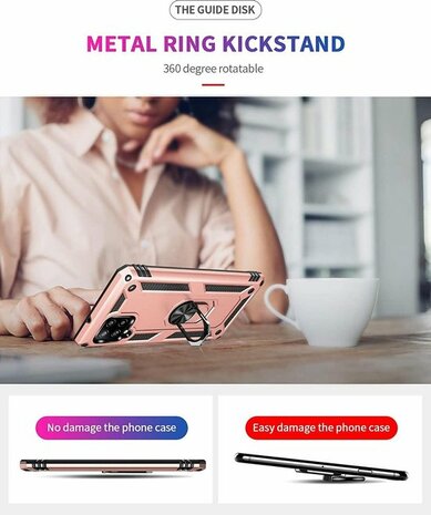Samsung A42 5G Roségoud - Armor met Kickstand Ring