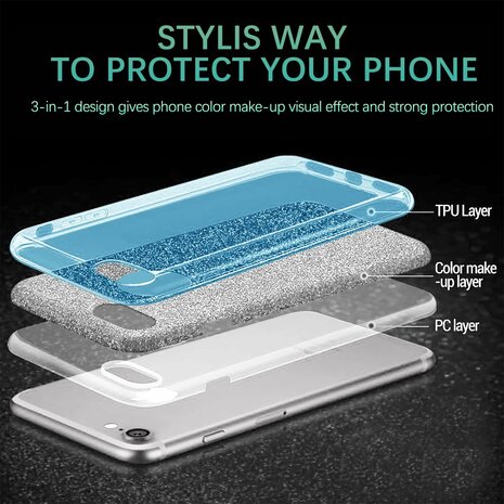Samsung S24 - Glitter Back Cover - Blauw