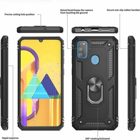 Samsung M21 - Armor met Kickstand Ring - Rood