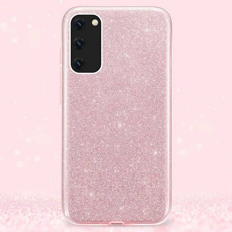 A72 - Glitter Back Cover &amp; Glas - Roze