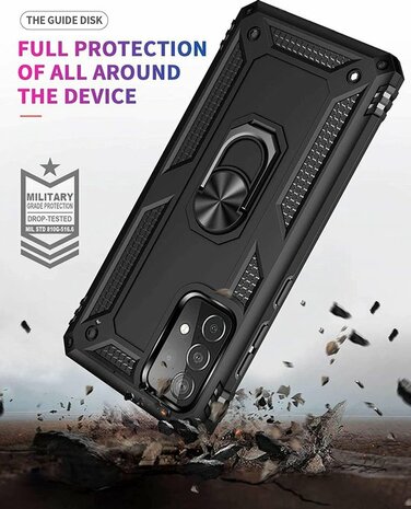 Samsung A72 Zwart - Armor met Kickstand Ring