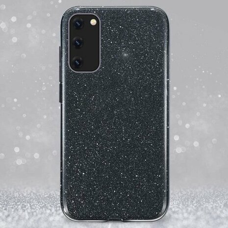 A32 5G - Glitter Back Cover &amp; Glas - Zwart