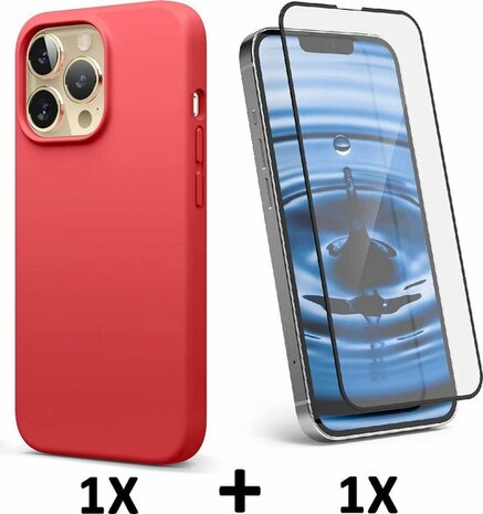 iPhone 13 Pro Max - Back Cover &amp; Full Glas - Rood