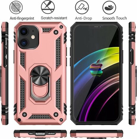 iPhone 12 Mini Rosegoud - Armor met Kickstand Ring