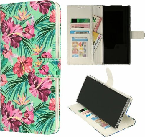 Samsung S23 Ultra met Tropische Bloemen Print - Book Case