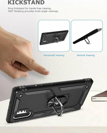 Samsung Note 10 - Armor met Kickstand Ring - Zwart