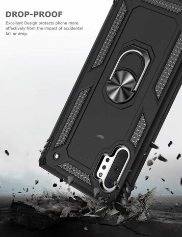Samsung Note 10 - Armor met Kickstand Ring - Zwart