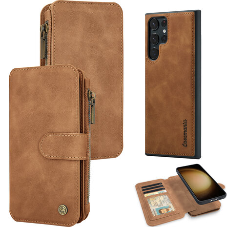 Samsung S23 Ultra Sienna Brown - 2 in 1 Book Case met Rits