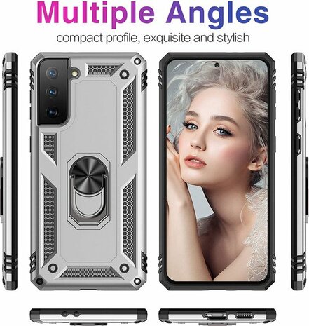 Samsung S21 FE Grijs - Armor met Kickstand Ring
