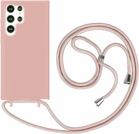 Samsung S24 Ultra - Roze - TPU Back Cover met Koord