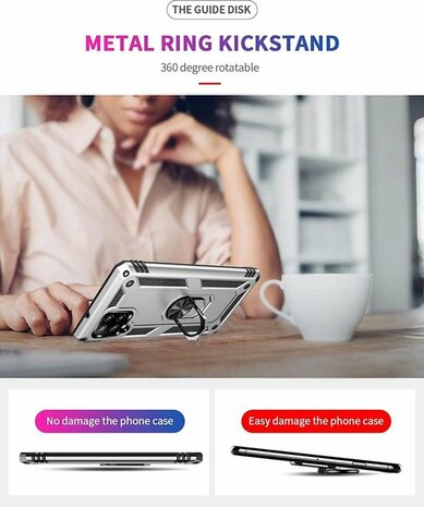 Samsung A42 5G Grijs - Armor met Kickstand Ring