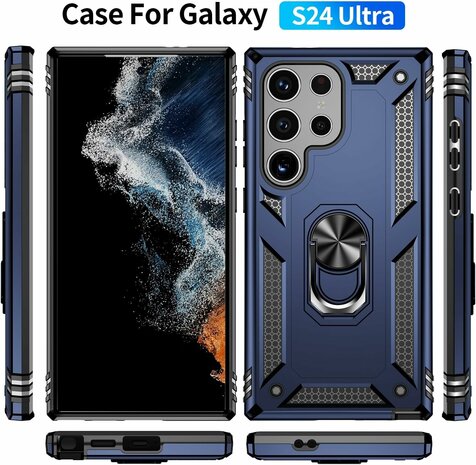 Samsung S24 Ultra Blauw - Armor met Kickstand Ring