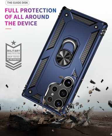 Samsung S24 Ultra Blauw - Armor met Kickstand Ring