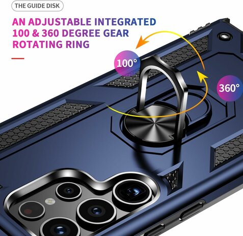 Samsung S24 Ultra Blauw - Armor met Kickstand Ring
