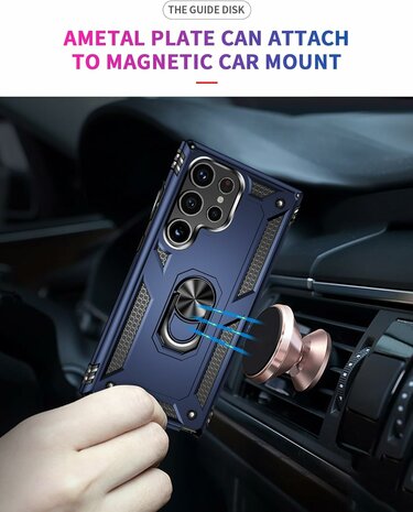 Samsung S24 Ultra Blauw - Armor met Kickstand Ring