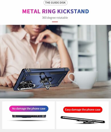 Samsung S24 Ultra Blauw - Armor met Kickstand Ring