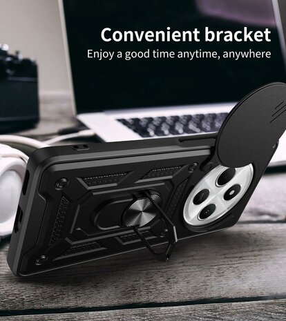 Redmi 14C - Zwart - Kickstand Cover Camera Bescherming