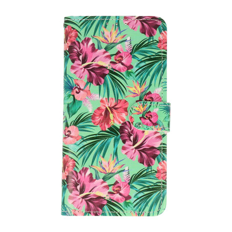 Samsung S22 Ultra met Tropische Bloemen Print  - Book Case