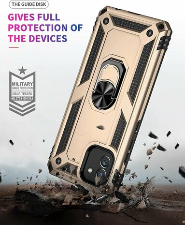 Samsung A03 Goud - Armor met Kickstand Ring