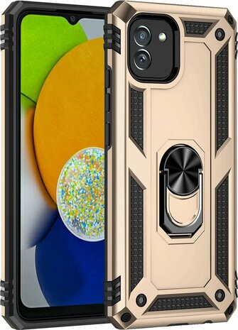 Samsung A03 Goud - Armor met Kickstand Ring