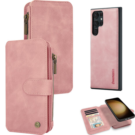 Samsung S23 Ultra Pale Pink - 2 in 1 Book Case met Rits