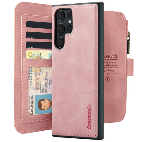 Samsung S23 Ultra Pale Pink - 2 in 1 Book Case met Rits