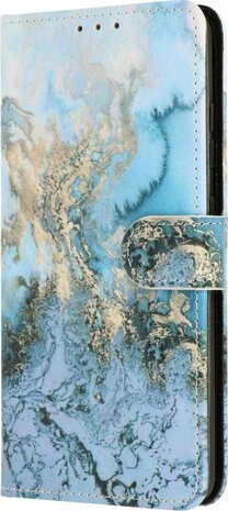 Samsung S23 met Marmer Blauw Print - Book Case