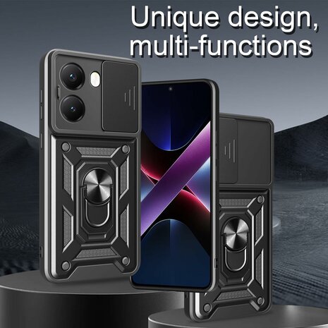 Oppo Reno 13 F - Zwart - Armor Kickstand met Camera Bescherming