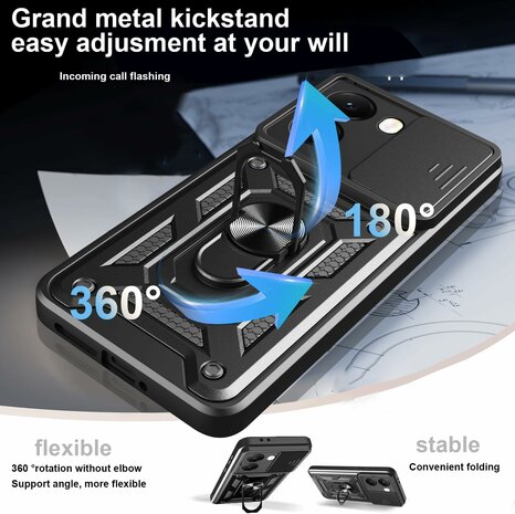 Oppo Reno 13 F - Zwart - Armor Kickstand met Camera Bescherming