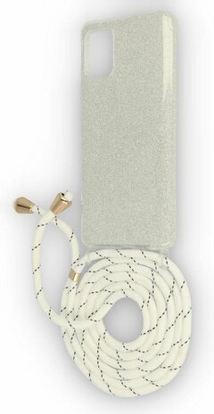 Samsung A51 Zilver - Glitter Back Cover met Koord