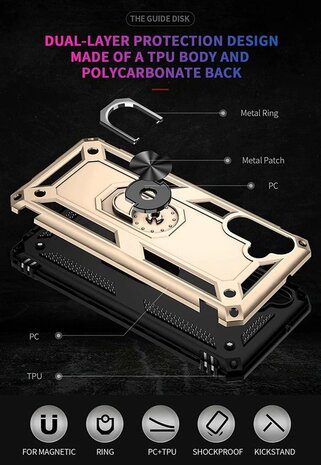 Samsung M23 Goud - Armor met Kickstand Ring
