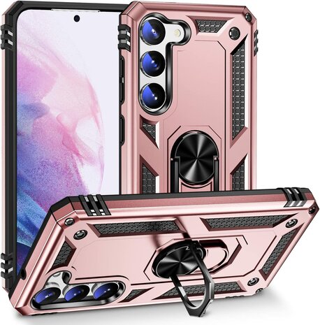 Samsung S23 Rosegoud - Armor met Kickstand Ring