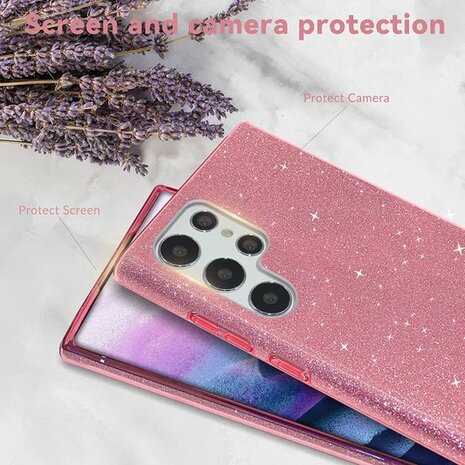 Samsung S24 Ultra - Glitter Back Cover - Roze