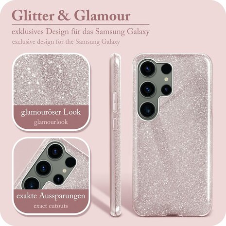 Samsung S24 Ultra - Glitter Back Cover - Roze