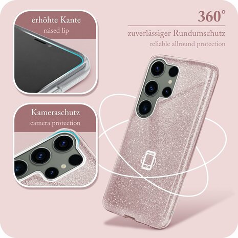 Samsung S24 Ultra - Glitter Back Cover - Roze