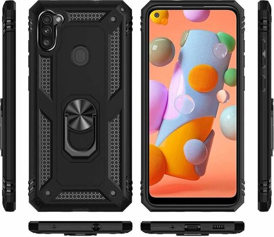 Samsung M11 Zwart - Armor met Kickstand Ring