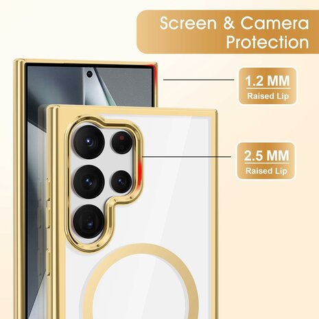 Samsung S25 Ultra - Goud - MagSafe TPU met Koord &amp; Glas