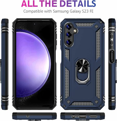 Samsung S23 FE Blauw - Armor met Kickstand Ring